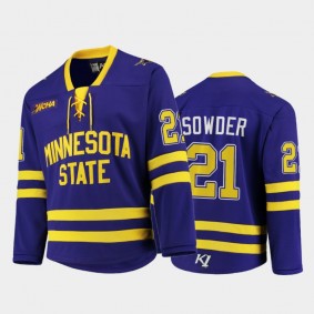 Minnesota State Mavericks Lucas Sowder #21 College Hockey Purple Replica Jersey