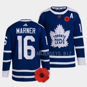 Canadian Remembrance Day Toronto Maple Leafs Mitch Marner #16 Blue Lest We Forget Jersey 2022