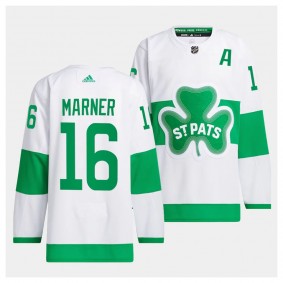 Toronto Maple Leafs 2024 St. Patricks Alternate Mitch Marner #16 White Primegreen Authentic Jersey Men's