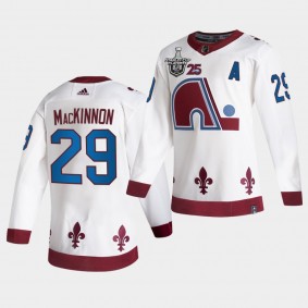 Nathan Mackinnon #29 Avalanche 2021 Stanley Cup Playoffs Reverse Retro White Jersey