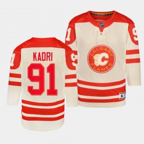 Nazem Kadri Calgary Flames Youth Jersey 2023 NHL Heritage Classic Cream Premier Player Jersey