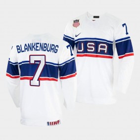 USA 2022 IIHF World Championship Nick Blankenburg #7 White Jersey Home