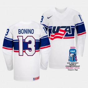 USA 2023 IIHF World Championship Nick Bonino #13 White Jersey Home