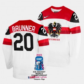 Australia 2023 IIHF World Championship Nico Brunner #20 White Jersey Home