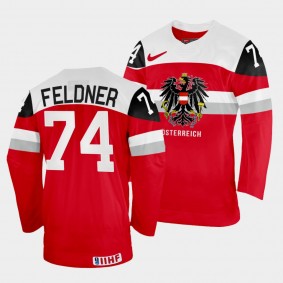 Austria 2022 IIHF World Championship Nico Feldner #74 Red Jersey Away