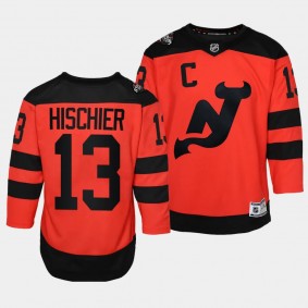 New Jersey Devils #13 Nico Hischier 2024 NHL Stadium Series Premier Player Red Youth Jersey