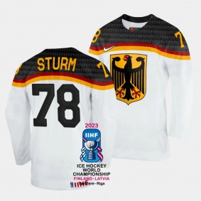 Germany 2023 IIHF World Championship Nico Sturm #78 White Jersey Home