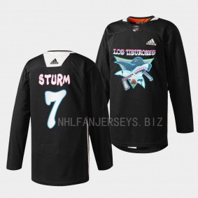 San Jose Sharks 2022 Los Tiburones Nico Sturm #7 Black Specialty Warm-Up Jersey Men's
