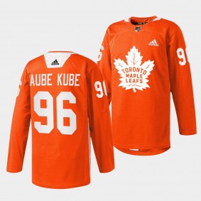 Toronto Maple Leafs Nicolas Aube-Kubel 2022 Every Child Matters #96 Orange Jersey Warmup