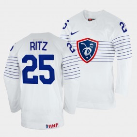 France 2022 IIHF World Championship Nicolas Ritz #25 White Jersey Home