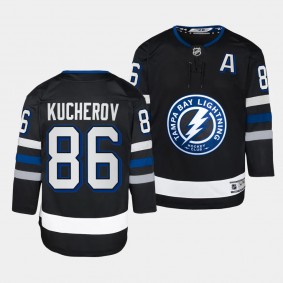 Tampa Bay Lightning #86 Nikita Kucherov 2023-24 Alternate Premier Player Black Youth Jersey