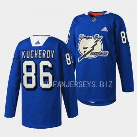 Nikita Kucherov Tampa Bay Lightning Primary Logo Blue #86 Jersey Practice