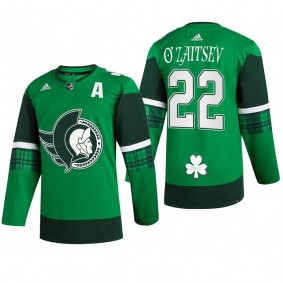 Ottawa Senators Nikita Zaitsev #22 St. Patrick 2022 Green Jersey Warm-Up