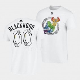 Mackenzie Blackwood 2022-23 Pride New Jersey Devils White T-Shirt Limited Edition