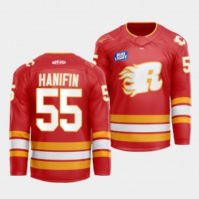 Flames X Rush X CGY Wranglers Noah Hanifin Calgary Flames Warmup #55 Red Jersey