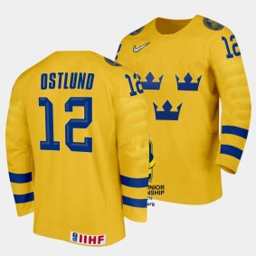 Sweden 2024 IIHF World Junior Championship Noah Ostlund #12 Yellow Jersey