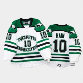North Dakota Fighting Hawks Gavin Hain #10 Home White College Hockey Jersey