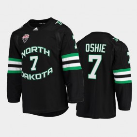 North Dakota Fighting Hawks T.J. Oshie #7 College Hockey Black Alumni Jersey