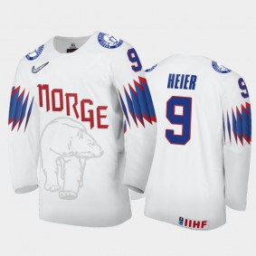 Men's Norway 2021 IIHF World Championship Andreas Heier #9 Home White Jersey