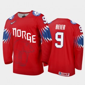 Men's Norway 2021 IIHF World Championship Andreas Heier #9 Limited Red Jersey