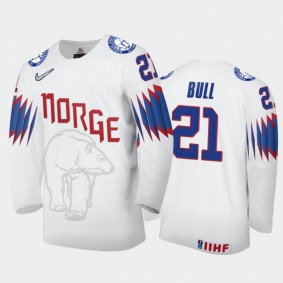 Men's Norway 2021 IIHF World Championship Christian Bull #21 Home White Jersey