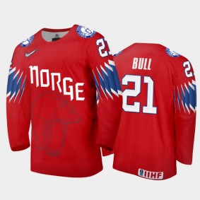 Men's Norway 2021 IIHF World Championship Christian Bull #21 Limited Red Jersey