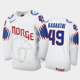 Men's Norway 2021 IIHF World Championship Christian Kasastul #49 Home White Jersey
