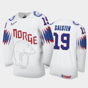 Men's Norway 2021 IIHF World Championship Eirik Salsten #19 Home White Jersey