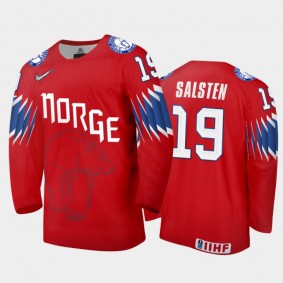 Men's Norway 2021 IIHF World Championship Eirik Salsten #19 Limited Red Jersey