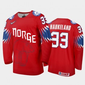 Men's Norway 2021 IIHF World Championship Henrik Haukeland #33 Limited Red Jersey