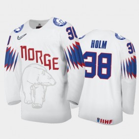 Men's Norway 2021 IIHF World Championship Henrik Holm #38 Home White Jersey
