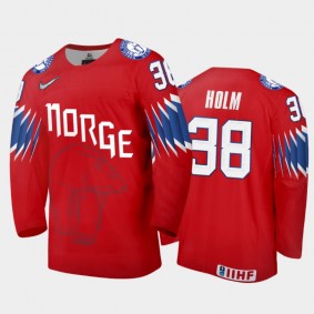 Men's Norway 2021 IIHF World Championship Henrik Holm #38 Limited Red Jersey