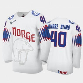 Men's Norway 2021 IIHF World Championship Ken Andre Olimb #40 Home White Jersey