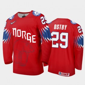 Men's Norway 2021 IIHF World Championship Kristian Ostby #29 Limited Red Jersey