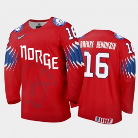 Men's Norway 2021 IIHF World Championship Magnus Brekke Henriksen #16 Limited Red Jersey