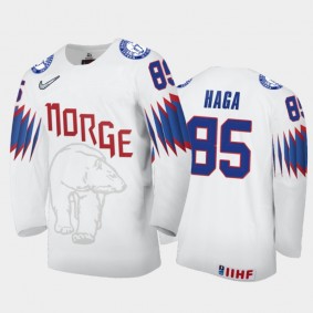 Men's Norway 2021 IIHF World Championship Michael Haga #85 Home White Jersey