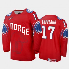 Men's Norway 2021 IIHF World Championship Stefan Espeland #17 Limited Red Jersey