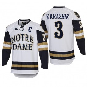Adam Karashik #3 Notre Dame Fighting Irish 2022 College Hockey White Jersey