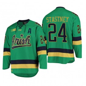 Notre Dame Fighting Irish Spencer Stastney #24 College Hockey Green Jersey 2022
