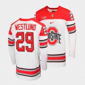 Gustaf Westlund Ohio State Buckeyes College Hockey White Jersey 29