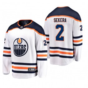 Men's Edmonton Oilers Andrej Sekera #2 Away White Breakaway Player Cheap Jersey