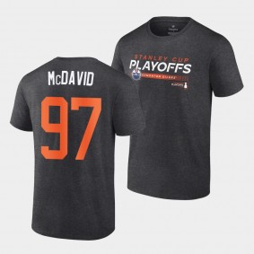 Edmonton Oilers Connor McDavid 2022 Stanley Cup Playoffs Playmaker Charcoal #97 T-Shirt
