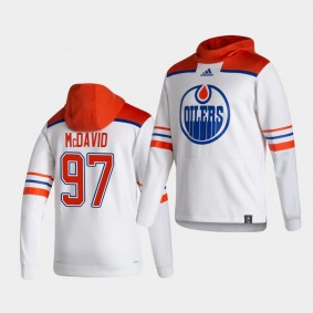 Edmonton Oilers Connor McDavid 2021 Reverse Retro White Authentic Pullover Special Edition Hoodie