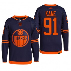 Edmonton Oilers 2022 Alternate Jersey Evander Kane Navy #91 Primegreen Authentic Pro Uniform