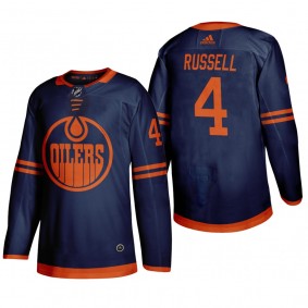 Edmonton Oilers Kris Russell #4 2020 Season Alternate ADIZERO Blue Jersey