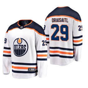Men's Edmonton Oilers Leon Draisaitl #29 Away White Breakaway Player Cheap Jersey
