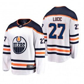 Men's Edmonton Oilers Milan Lucic #27 Away White Breakaway Player Cheap Jersey