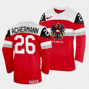 Austria 2022 IIHF World Championship Oliver Achermann #26 Red Jersey Away