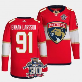 Florida Panthers 30th Anniversary Oliver Ekman-Larsson #91 Red Authentic Home Jersey Men's