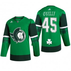 Ottawa Senators Parker Kelly #45 St. Patrick 2022 Green Jersey Warm-Up